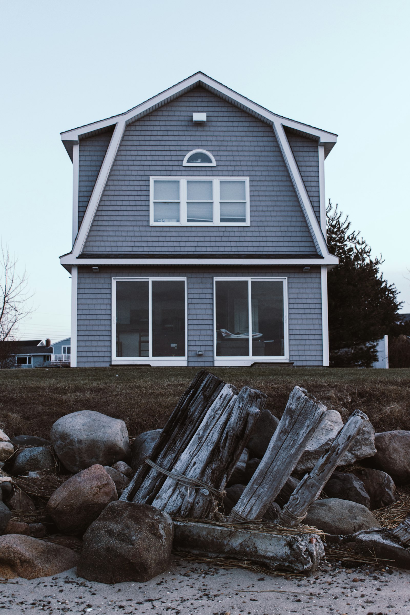 Cedar shake exterior, weathered before treatment