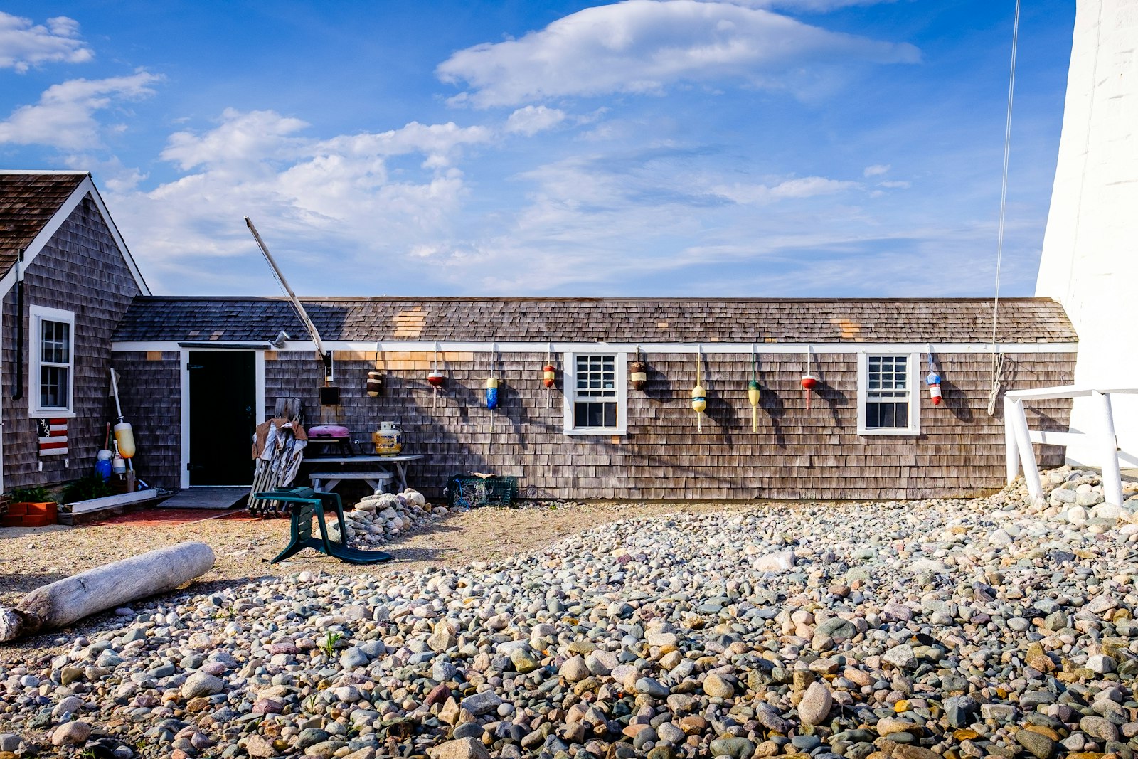 Coastal bayfront home with cedar shake exterior
